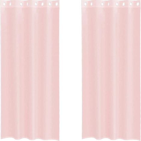 Maison Exclusive - Rideaux en voile avec œillets 2 pcs rose clair 140x225 cm (1/5)