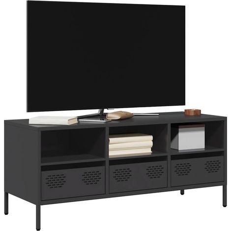 TV-Schrank Schwarz 101,5x39x43,5 cm Kaltgewalzter Stahl