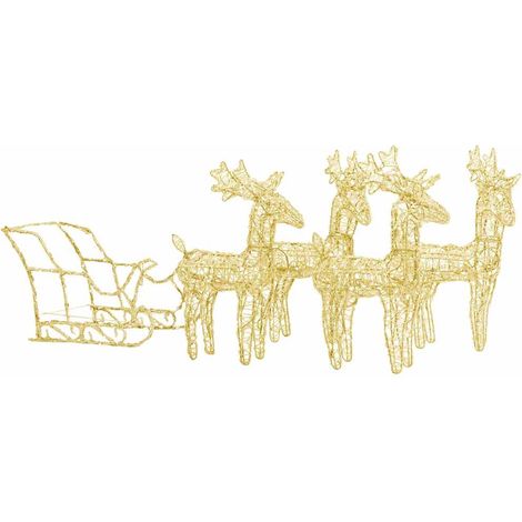 Décoration de Noël Lumineuse Extérieur 4 Rennes et Traîneau LED Acrylique 280x28x55 cm - PANGIVO (1/5)