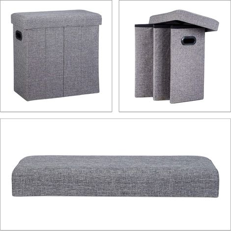 Sgabello panca pouf portaoggetti pieghevole panca 50 litri grigio 1300027763