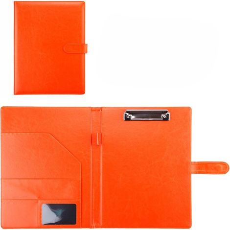 1 Porte-bloc professionnel avec presse-papiers, classeur en similicuir, porte-bloc-notes A4/Lettre, CV, bloc-notes, organisateur idéal pour les réunions professionnelles, orange (1/5)