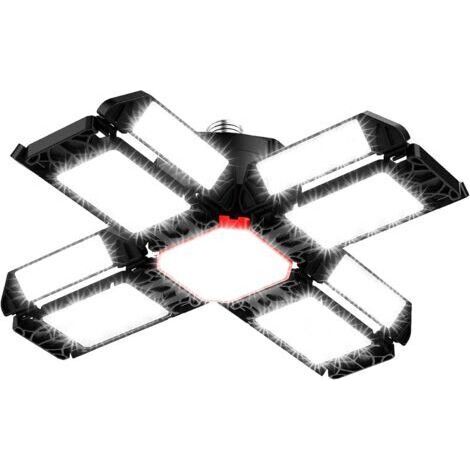 Pr 200W LED Lampe d'atelier Eclairage de garage 1 PCS 6500K Plafonnier déformable avec 12 Panneaux Réglables - E26 / E27 Bay lumière pour cave magasin atelier grange entrepôt [Classe énergétique F] (1/5)