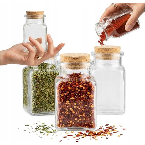 5 barattoli da 150 ml con tappo di sughero per spezie, erbe aromatiche e candele, confezione regalo. (1/5)