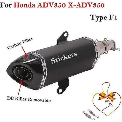 Système d'échappement pour moto Honda Adv350 X-adv 350, tube intermédiaire modifié, silencieux en fibre de carbone de 51 mm, db killer (type F1) (1/5)