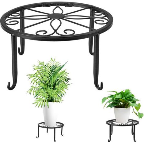 Support à plantes en métal 23 x 12 cm - porte-pot pour balcon et salon, noir (1/5)