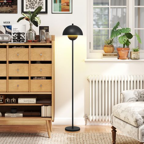 Lámpara de Pie para Salón Moderna con Pantalla de Cuenco Interruptor de Pie Casquillo E27 Sin Bombilla Ø30x155 cm Negro (1/5)
