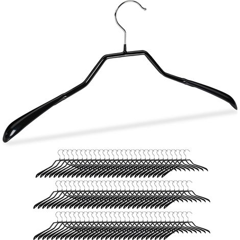 Cintre à veste épaules larges, lot de 90, caoutchouc antidérapant, crochet, métal, noir