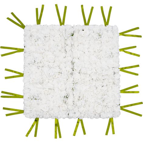 Panneau de fleurs artificielles blanches, mur de fleurs en soie, décoration murale florale, fond photo pour mariage, fête, cérémonie et événement - 1x1 m (1/5)