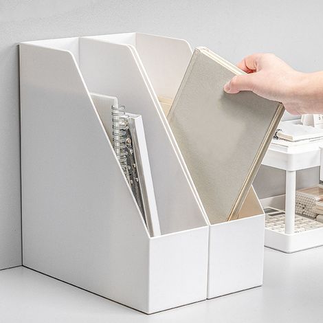 [Organiseur de bureau vertical] + [Modèle PP] + [Anti-dérapant multifonction] - Porte-fichiers de bureau vertical avec système de rangement efficace pour lettres, fichiers et magazines (1/4)