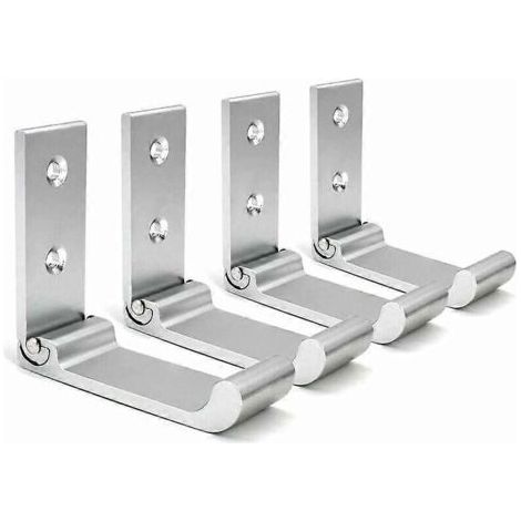 Patères, lot de 4, crochets muraux pliables, alliage d'aluminium, vis incluses, pour salle de bain, cuisine, chambre ou bureau (argenté) (1/4)