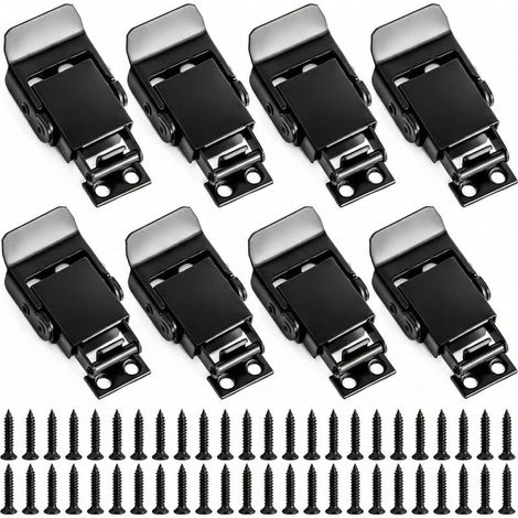 8PCS Loquet à Bascule en Acier Inoxydable, Fermeture à Levier Fermoir à Ressort pour Caisse Boîtes Coffret, 32 Vis incluses (1/5)