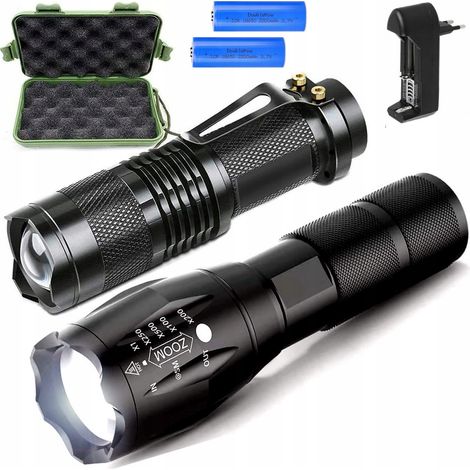 SET DI 2 TORCE LED TATTICHE MILITARI + CUSTODIA