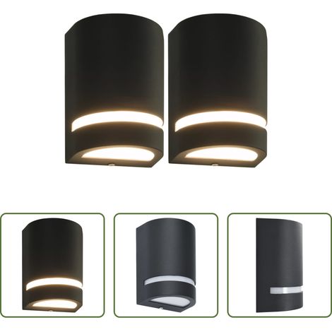 Lumière extérieure - Appliques murales d'extérieur 2 pcs 35 W Noir Demi-rond (1/5)