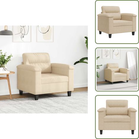 The Living Store Chaise de canapé crème 60 cm tissu microfibre - Fauteuil - Chaise De Canapé - Canapé Créme - Canapé Moderne - Canapé Design