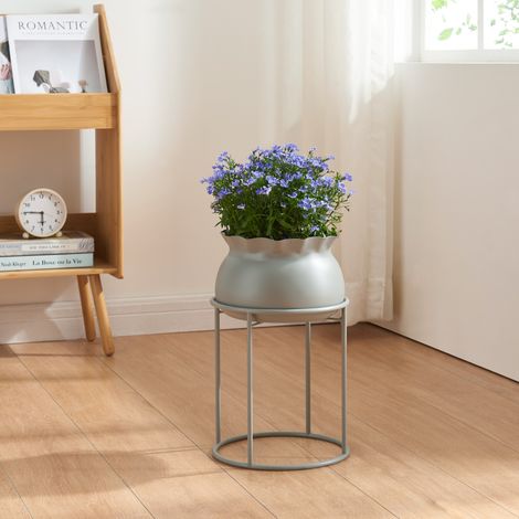 Soporte para plantas Assen con macetero metal  38xØ24cm  - Gris [en.casa]