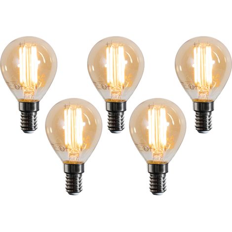 QAZQA Set of 5 E14 LED Bulbs G45 Gold 2W 180 lm 2100K
