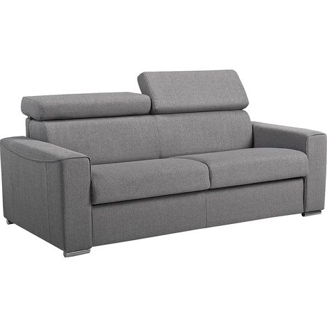 Divano letto 3 posti express in tessuto grigio con seduta memory foam Letto 140 cm Materasso 22 cm memory foam - VIZIR (1/3)
