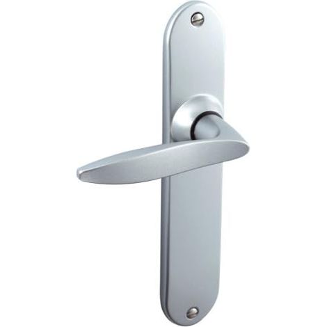 Set de Poignée de Porte sur Plaque - Version Bec de Cane pour Cuisine, Salon - Entraxe 195 mm - Système Pose Facile - Zamak Résistant - Finition Chrome Velours (1/3)