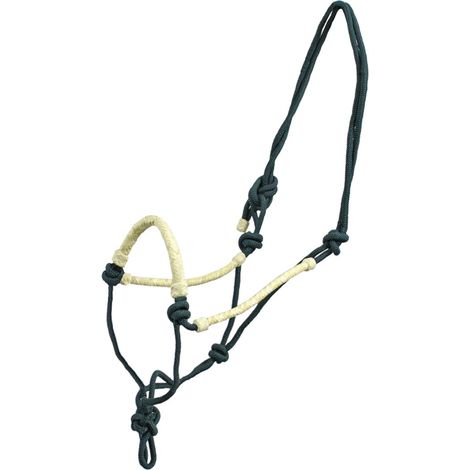Marrone - Cavezza in nylon annodata con riporti rawhide