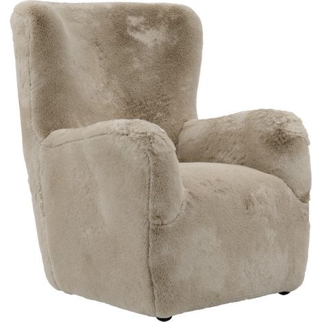 Bear Chair - Faux Fur/Rubber Wood - L88 x W78 x H103 cm - Coyote/Black - Partially Assembled