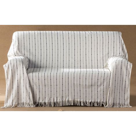 Couette de canapé Polyvalente, Couvre-lit, Couverture Foulard, Plaid pour lit, Housse de canapé, Pratique et Doux Confortable. Coton Polyester. 170 x 240 cm. Couleur Ecru (1/3)