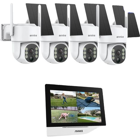 Sistema de cámaras de seguridad inalámbricas, resolución de 4 MP, audio bidireccional, 4 cámaras, no requiere conexión eléctrica. (1/2)