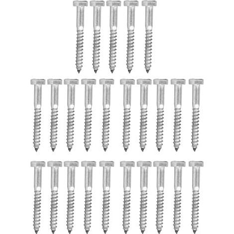 CSPARKV 25 PCS Vis Tire-fond Hexagonales M650MM 304 Boulons Tire-fond en Acier Inoxydable Vis Autotaraudeuse en Bois pour Poteau en Bois Câble Garde-corps Pont Balustre (1/5)