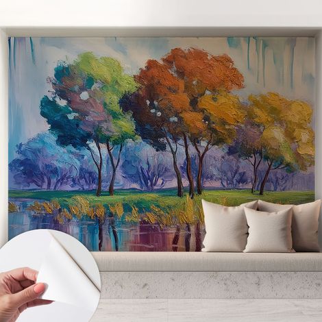 Tapete Selbstklebend - abwaschbar - Tapete mit Motiv - trendige Wanddeko - elegant Fototapete Abstraktion aus Bäumen 208x146 cm (1/5)