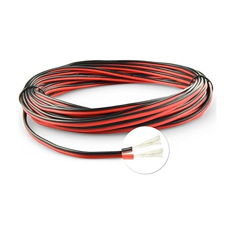 18AWG Silicone Cable 0.75mm² 2 Core 10m Tinned Copper Wire Red/Black High temperature for batteries, small devices and DIY prototyping. Flexible flexible sheathing (1/5)