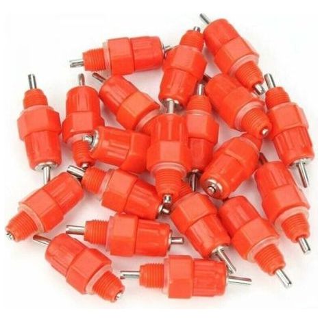 FLITI 20-Piece Automatic Chicken Drinker, Nipple Drinker for Chickens, Poultry, Hens, Ducks, Water Dispenser with Screw, Livestock Feeding, Drinking Equipment, Red (1/4)