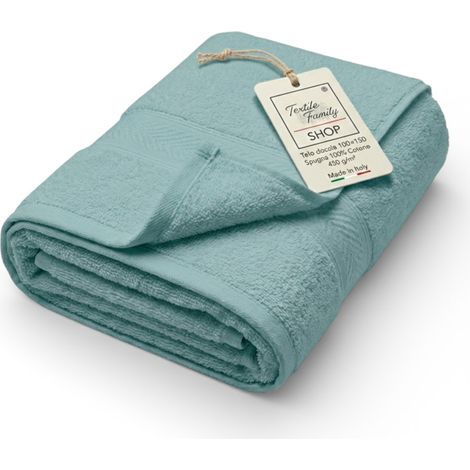 Telo Doccia Acqua Marina 100x150 in Spugna 100% Cotone 450 g/m² Made in Italy (1/5)