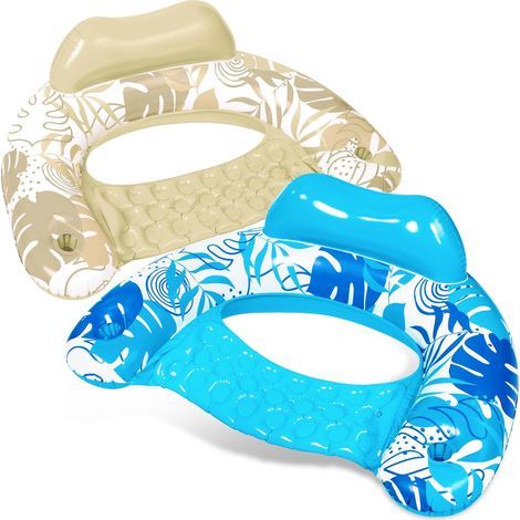 Bouées Gonflables pour Adultes, Lot de 2 Chaises de Piscine avec Porte-Gobelets, Chaise Flottante Gonflable, Bouées de Piscine pour Adultes, Fête Piscine, Estival (1/5)