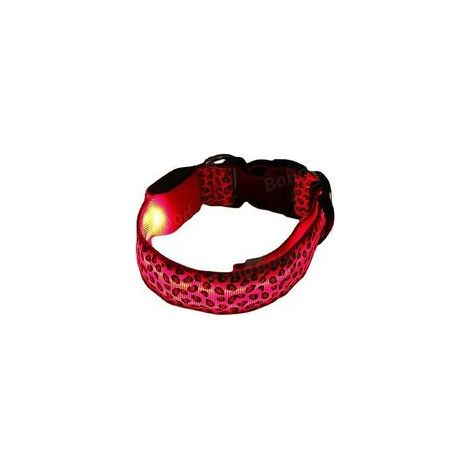 Collier LED de sécurité pour chien, imprimé léopard, rouge, taille M – (1/5)