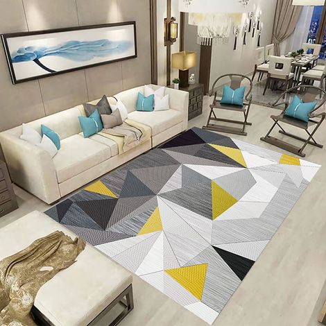 Tapis De Salon - Design Géométrique En Microfibre - Pour Salle De Séjour Chambre Et Couloir - 160 X 230 Cm (1/5)