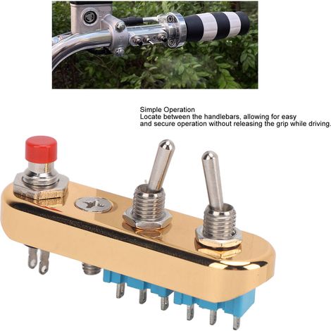 Motorrad-Lenkerschalter mit Druckknopf, Start/Stopp-Funktion, Hupe, Scheinwerfer und selbstrückstellendem Hebel für Quad, ATV und Dirtbike, Schwarz (1/4)