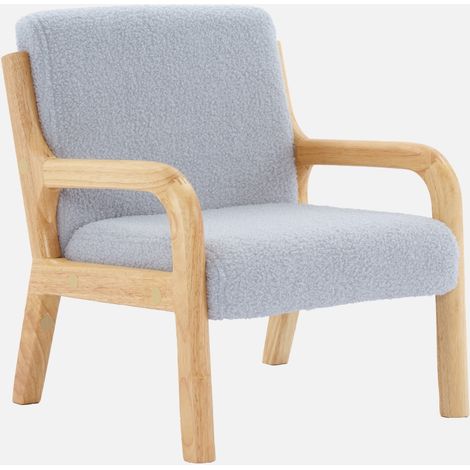 Sillón infantil escandinavo de madera y tela borreguito