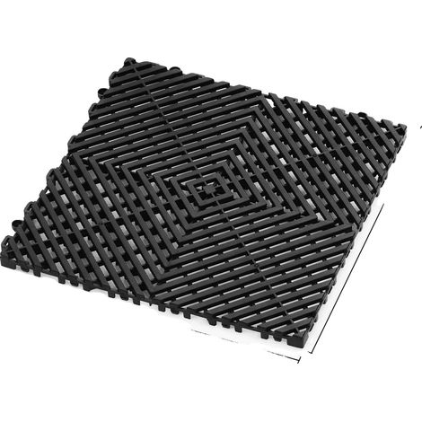 Tapis de drainage emboîtable, surface antidérapante, installation facile, 24 PCS Noir (1/2)
