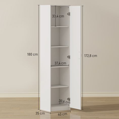 Küchenschrank, 5-Ebenen-Aufbewahrungsschrank, verstellbare Regale, für Wohnzimmer, Küche, Vorratskammer, Holz, Weiß (1/3)
