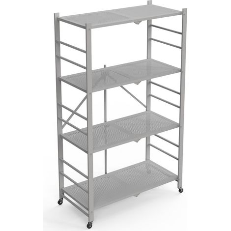 Scaffali Soprana, Ruote, 4 Ripiani, Peso Supportato 40 kg, 71x38x121h cm Grigio