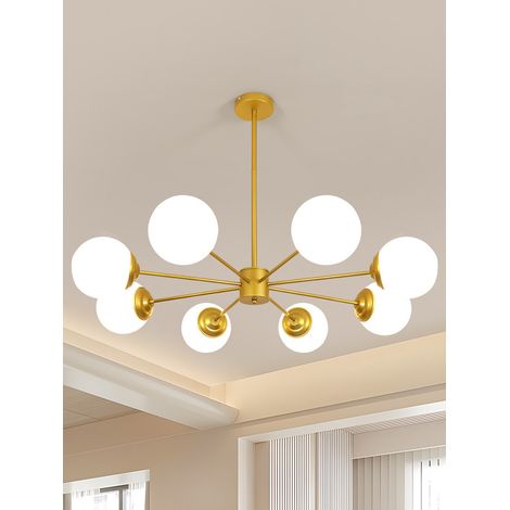 GOECO Lampe moléculaire Nordic Simple Magic Bean, dorée, 8 têtes, abat-jour en verre, douille E27 (source lumineuse non incluse) (1/5)