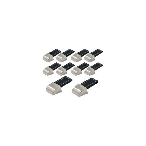 Ede Lot de 10 boutons de tiroir en cuir noir, avec vis, pour meubles, placards, cuisines et portes. (1/5)
