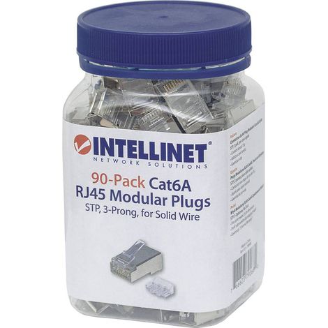 Intellinet Intellinet 90pz. Cat6a connettore modulare RJ45 cavo STP 3 punti contatto per cavo pieno 90 spina nel bicchi (1/4)