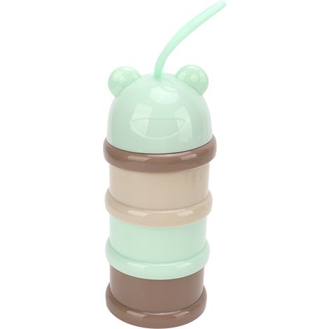 Distributeur de lait en poudre bébé 3 étages portable détachable, conteneur de rangement empilable pour collations, rotation facile, bleu clair (1/5)