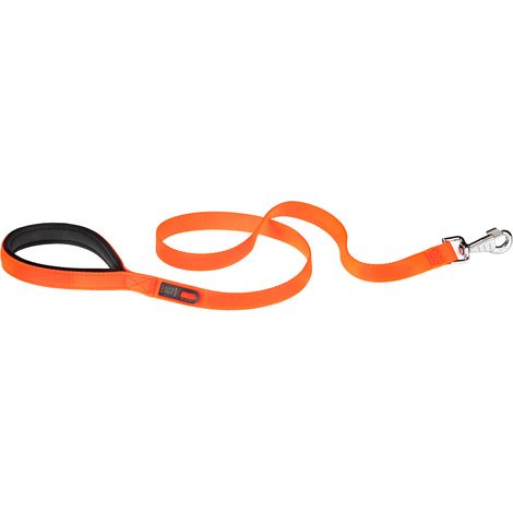 Ferplast Daytona G Guinzaglio per Cani Extraresistente - Morbida Impugnatura Imbottita - Pratico Porta Sacchetti Igienici - Antiabrasione - Design Italiano - 120 x 1,5 cm, Arancio (1/2)