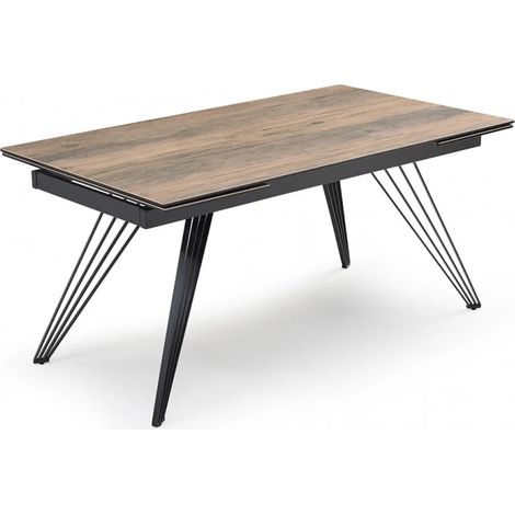 Table extensible 160/240 cm céramique effet bois pieds filaires - TEXAS 01 (1/5)