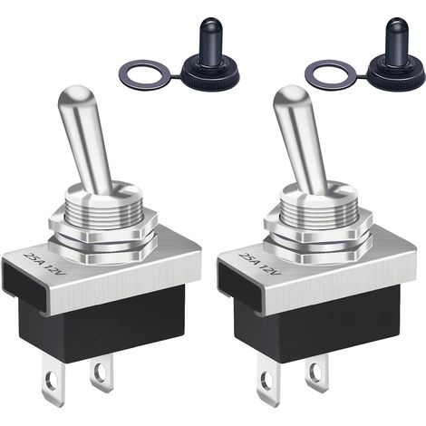 pieces 12V 25A SPST On/Off rocker switch 2-pole 2 positions with waterproof automotive cover KN3D-101 (1/5)