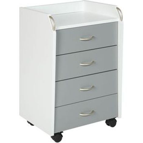 Container sur roulettes en bois coloris blanc / gris - Longueur 40 x Largeur 36 x Hauteur 65 cm -PEGANE-