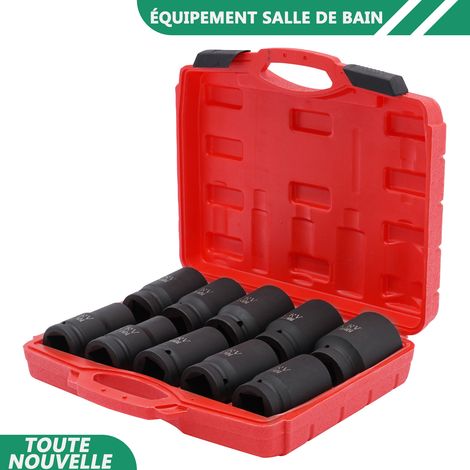 WAOBDLA 10Pcs 45 Acier métrique 24/27/30/32/33/34/36/38/41/46MM prise hexagonale avec boîte de stockage (1/5)