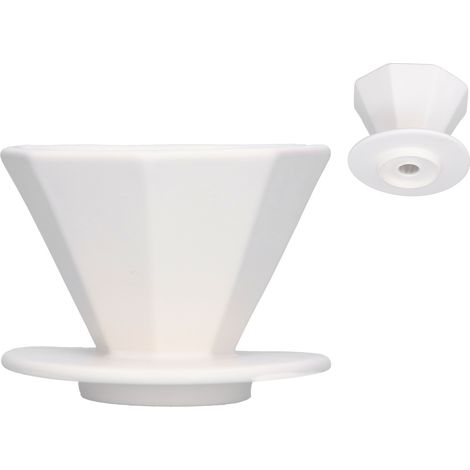 V60 achteckiger Kaffeefilter aus dicker Keramik für 1-2 Personen, weiße Ausführung (1/5)