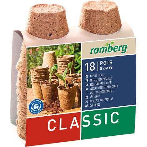 Romberg – Pots de semis CLASSIC ronds Ø 8 cm – Sans tourbe, lot de 18 (1/5)